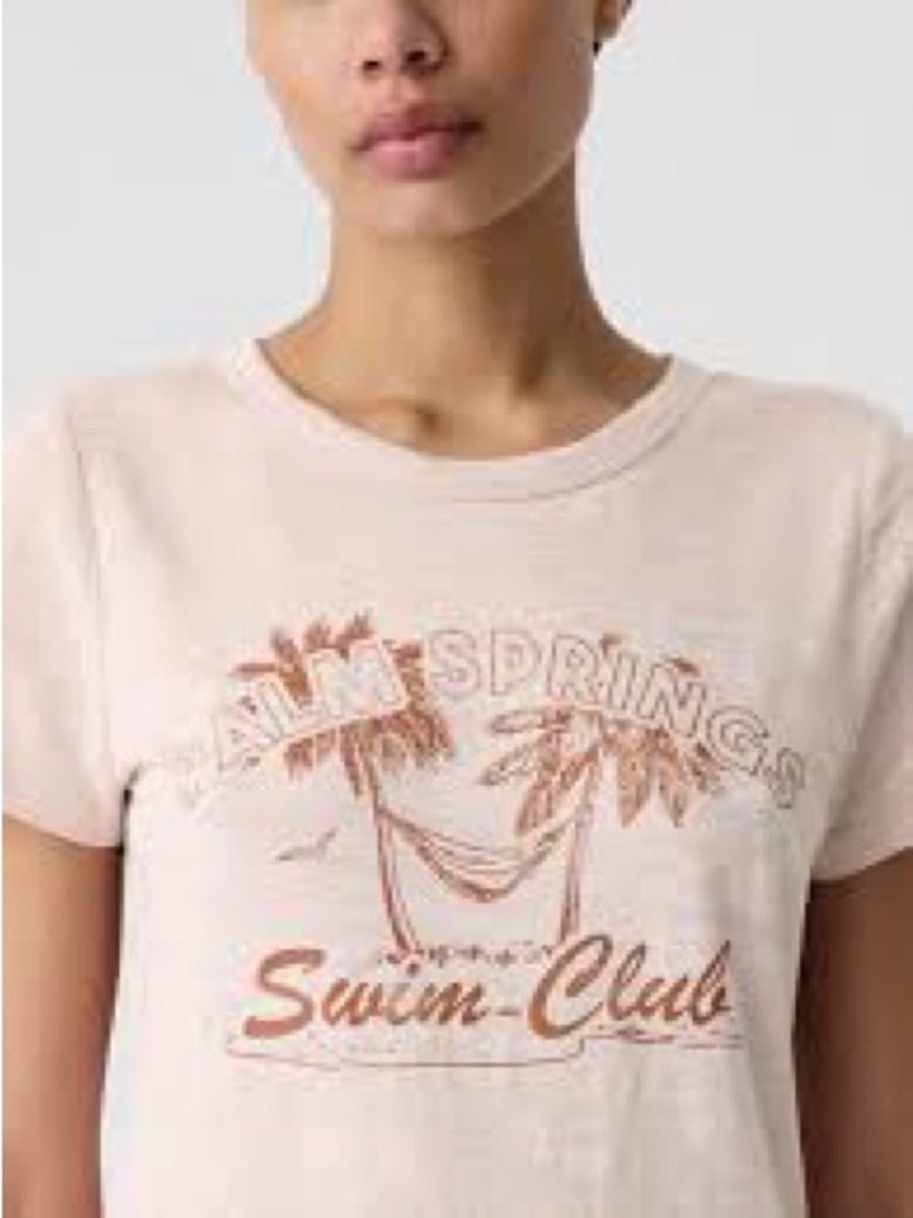 GAP ‘Palm Springs Swim Club’ Short Sleeve ForeverSoft Tee in Pale Mauve, Med
